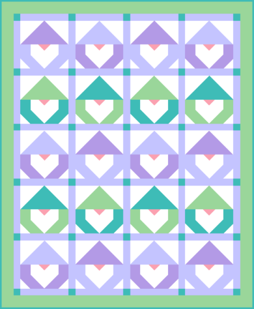 Gnome Sweet Gnome - This traditionally pieced quilt pattern is 73” W x 89” H Finished. The quilt is made with 20 blocks that are 14 1/2” Unfinished & 14” Finished.